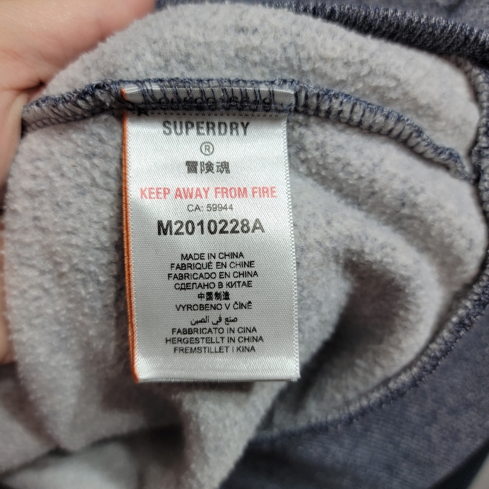 Superdry Men's Blue Vintage Logo Embroidered Baseball Zip Hoodie Size Small. - Picture 9 of 12